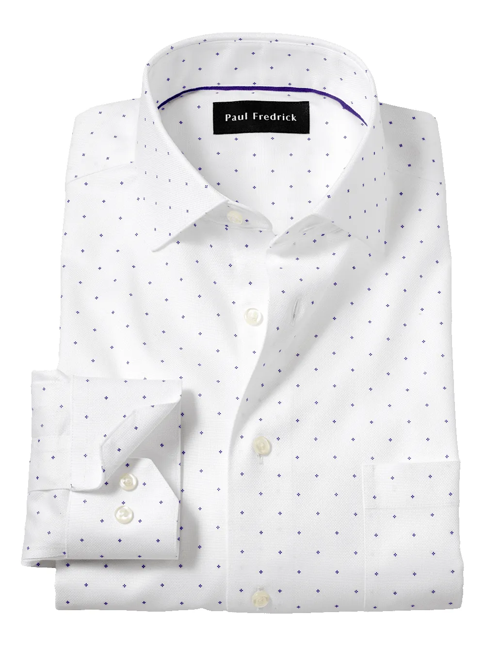 Comfort Stretch Non-Iron Geometric Dress Shirt - White/purple sold by Paul Fredrick