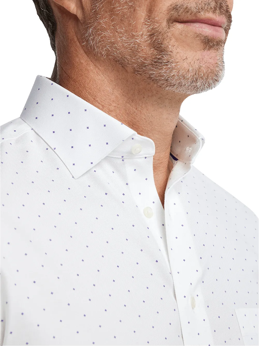 Comfort Stretch Non-Iron Geometric Dress Shirt - White/purple sold by Paul Fredrick product image thumbnail 3