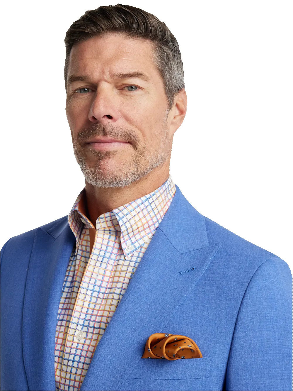 Wool Stretch Bengaline Peak Lapel Suit - French Blue sold by Paul Fredrick product image thumbnail 3