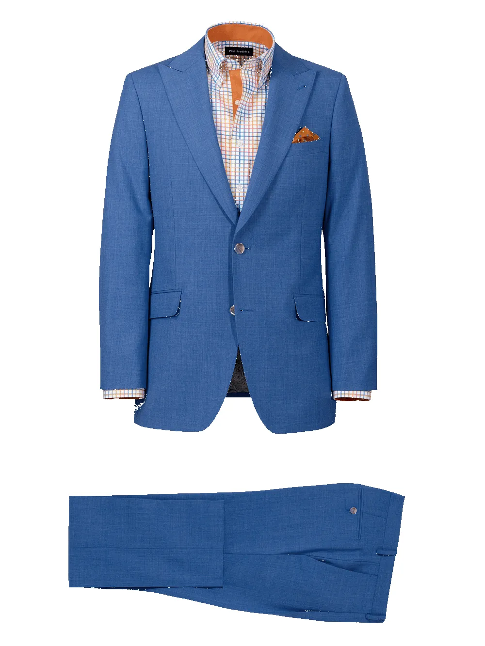 Wool Stretch Bengaline Peak Lapel Suit - French Blue sold by Paul Fredrick