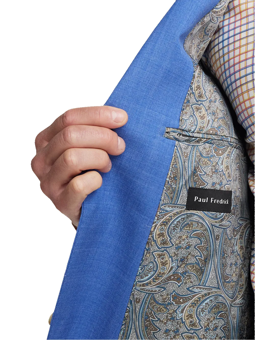 Wool Stretch Bengaline Peak Lapel Suit - French Blue sold by Paul Fredrick product image thumbnail 4
