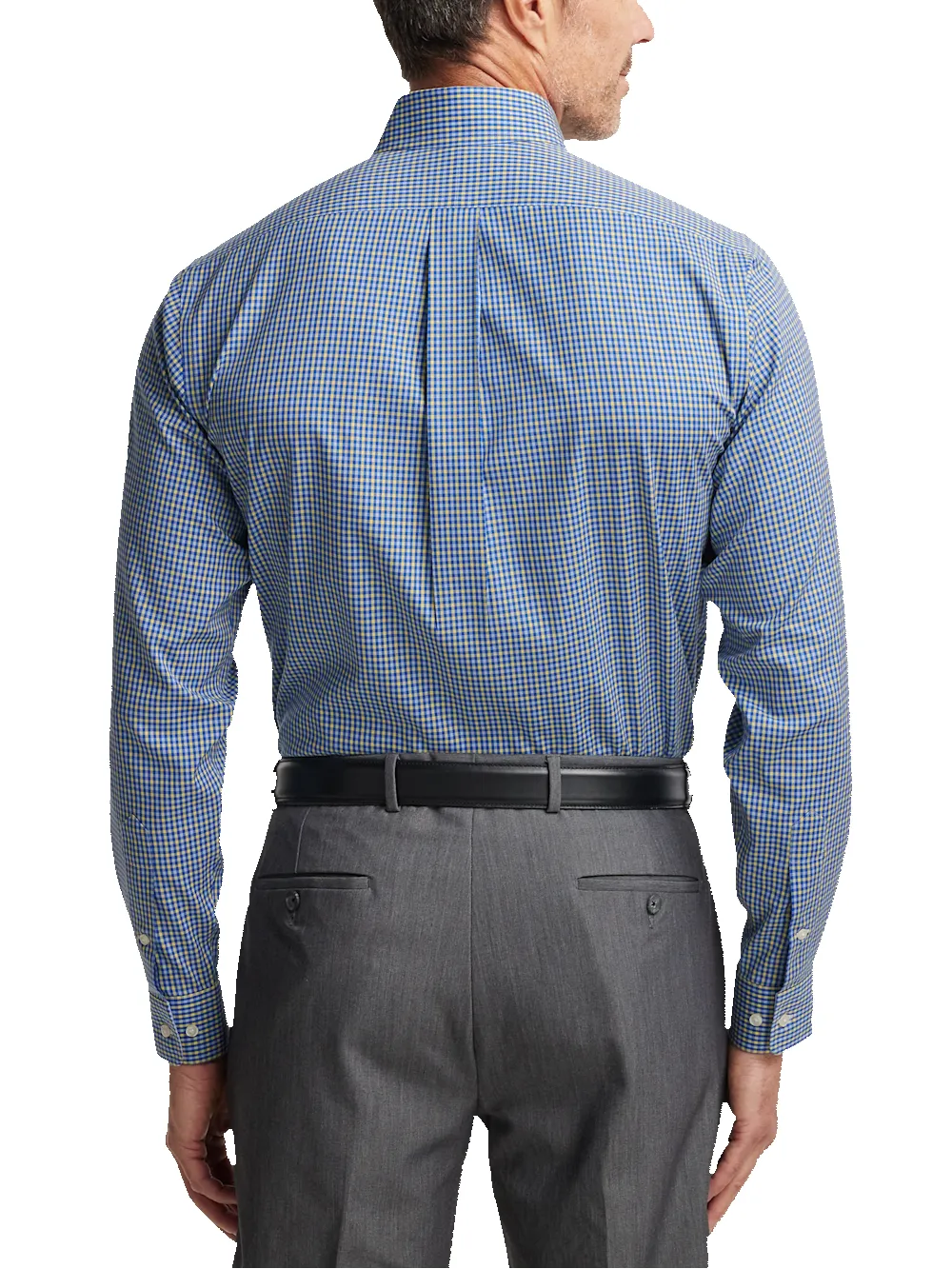 Comfort Stretch Non-Iron Check Dress Shirt With Contrast Trim - Blue/yellow sold by Paul Fredrick product image thumbnail 5