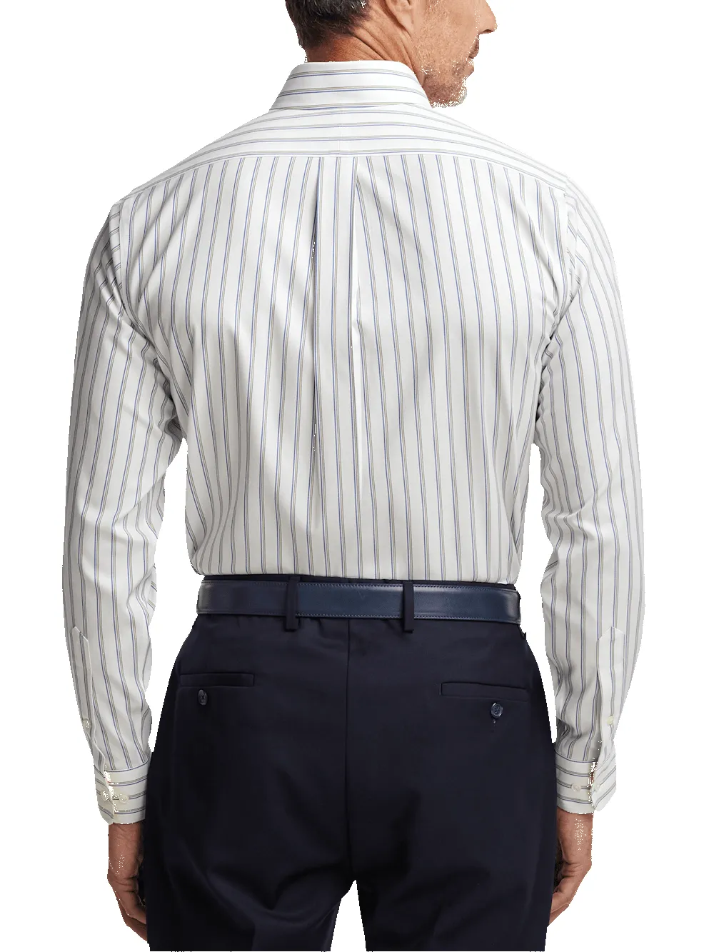 Comfort Stretch Non-Iron Stripe Dress Shirt With Contrast Trim - Blue/yellow sold by Paul Fredrick product image thumbnail 5