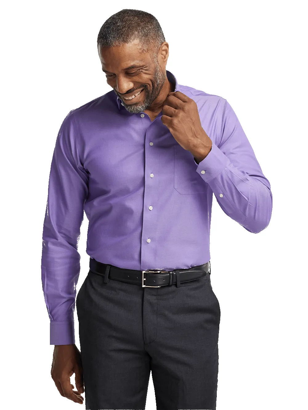 Comfort Stretch Non-Iron Herringbone Dress Shirt - Purple sold by Paul Fredrick product image thumbnail 2