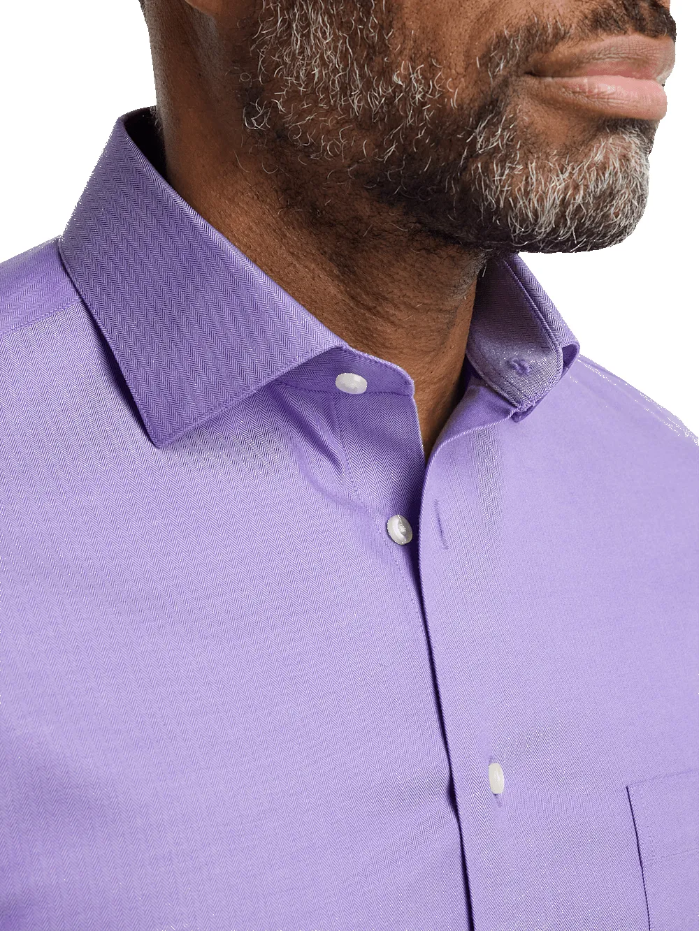 Comfort Stretch Non-Iron Herringbone Dress Shirt - Purple sold by Paul Fredrick product image thumbnail 3