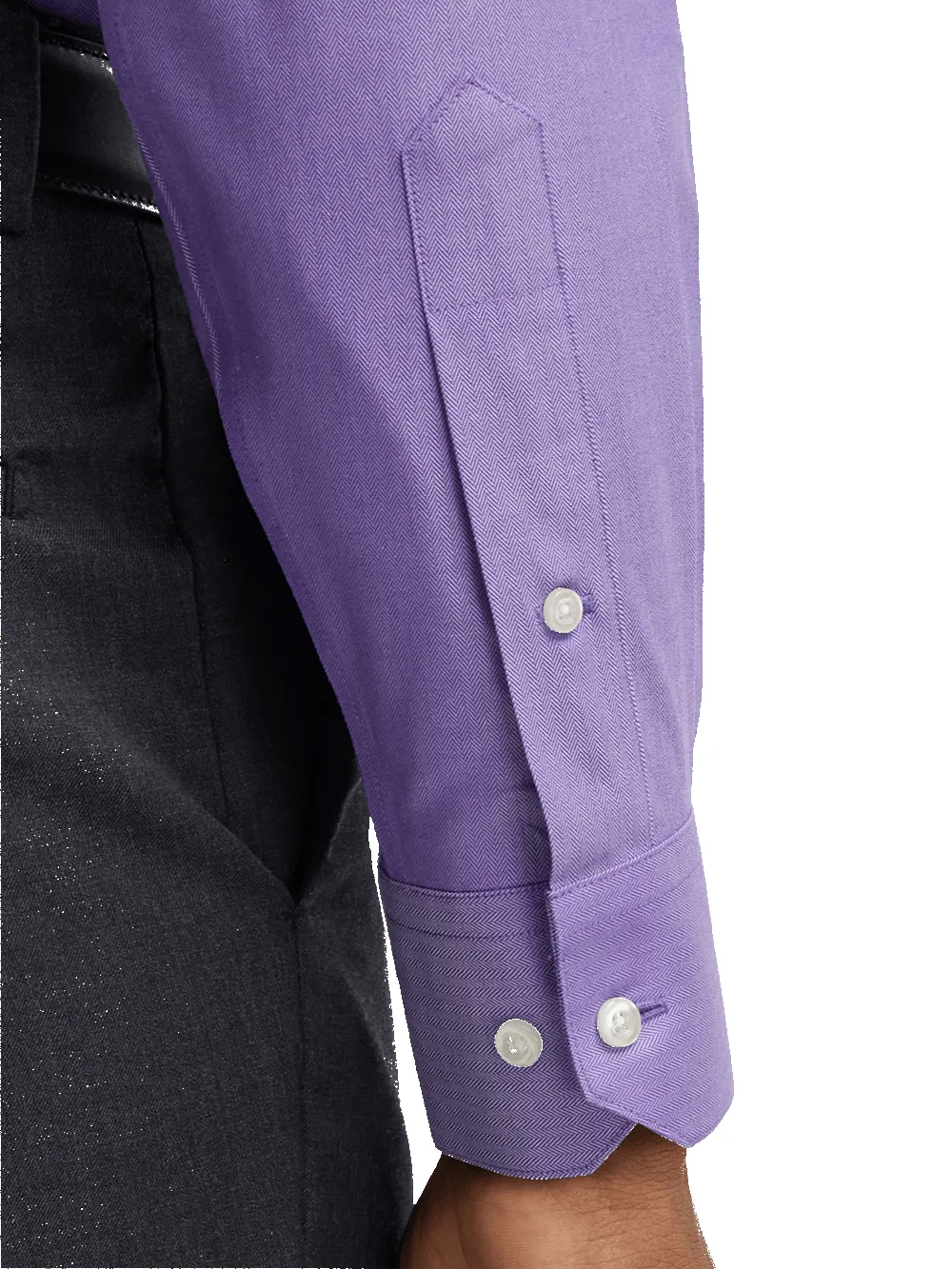 Comfort Stretch Non-Iron Herringbone Dress Shirt - Purple sold by Paul Fredrick product image thumbnail 4