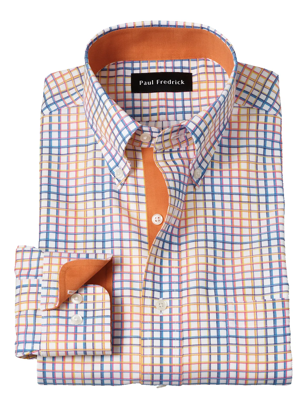 Comfort Stretch Non-Iron Check Dress Shirt With Contrast Trim - Multi sold by Paul Fredrick