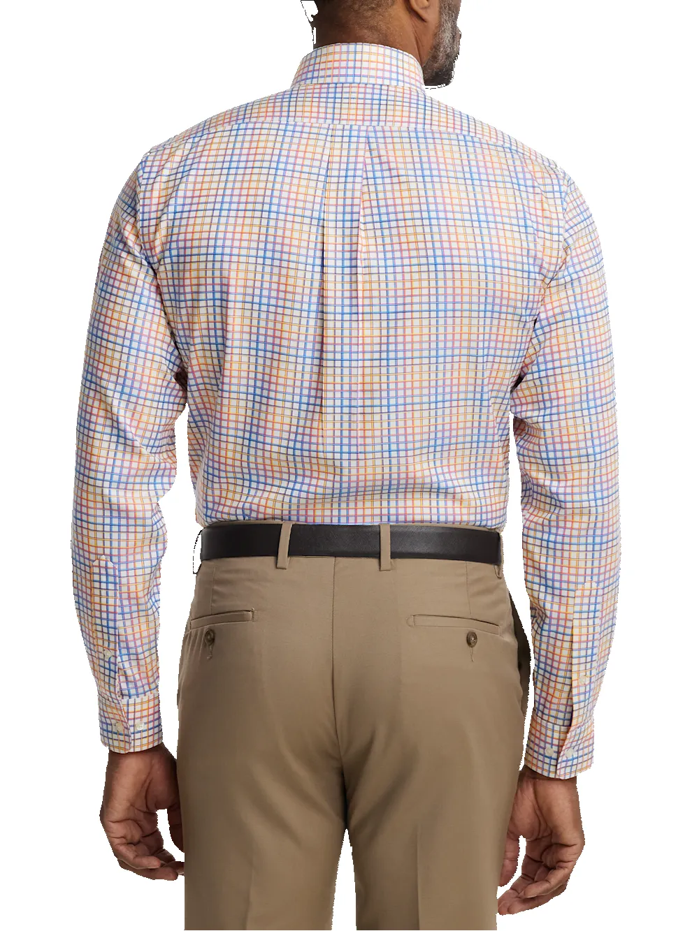 Comfort Stretch Non-Iron Check Dress Shirt With Contrast Trim - Multi sold by Paul Fredrick product image thumbnail 5