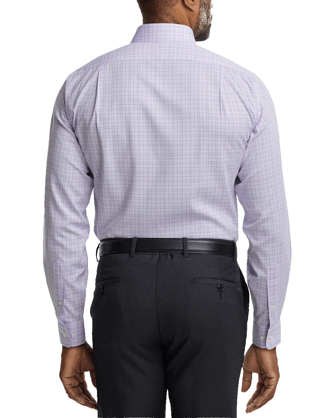 Comfort Stretch Non-Iron Check Dress Shirt With Contrast Trim - Purple sold by Paul Fredrick product image thumbnail 5