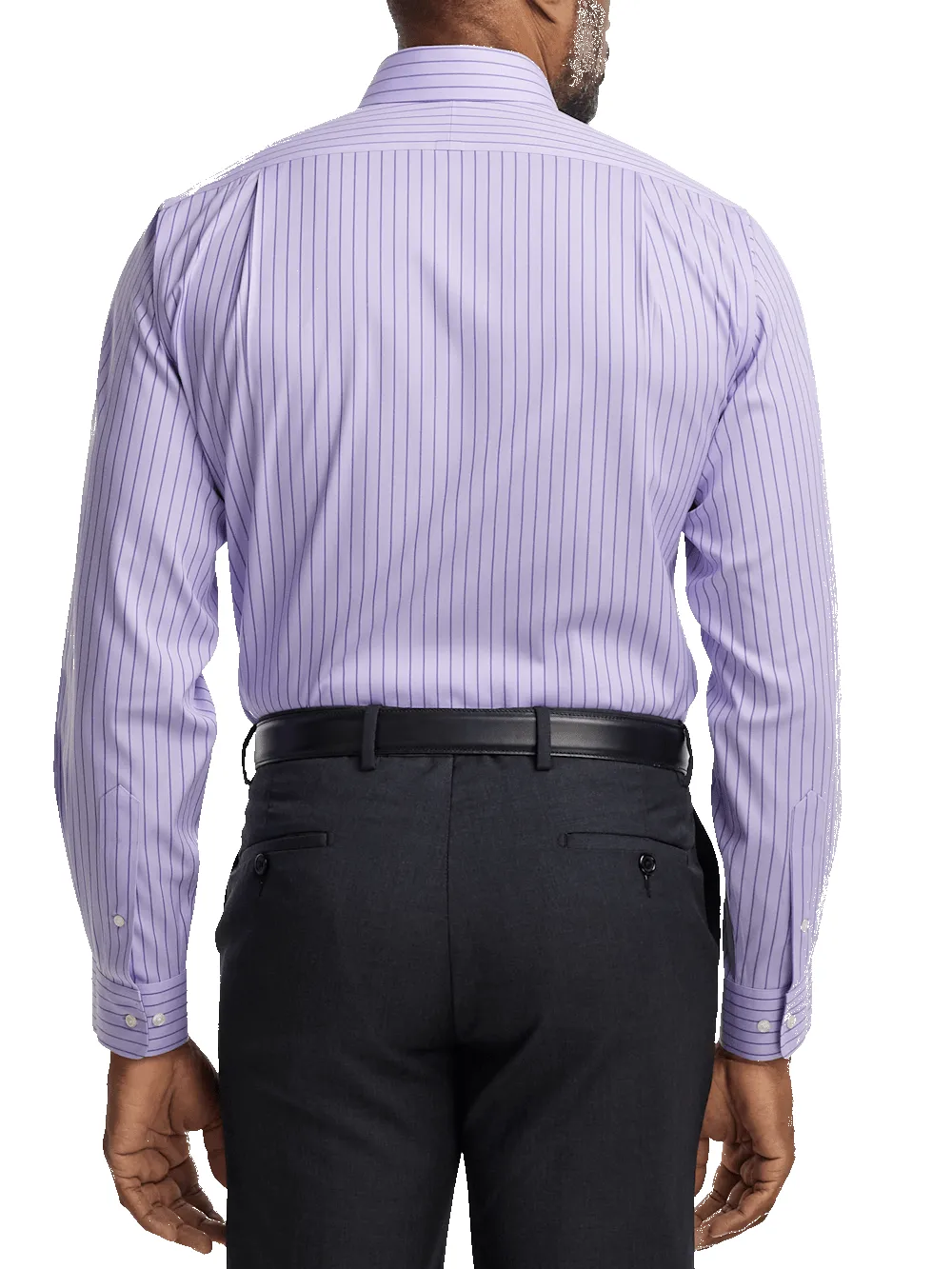 Comfort Stretch Non-Iron Stripe Dress Shirt With Contrast Trim - Purple sold by Paul Fredrick product image thumbnail 5