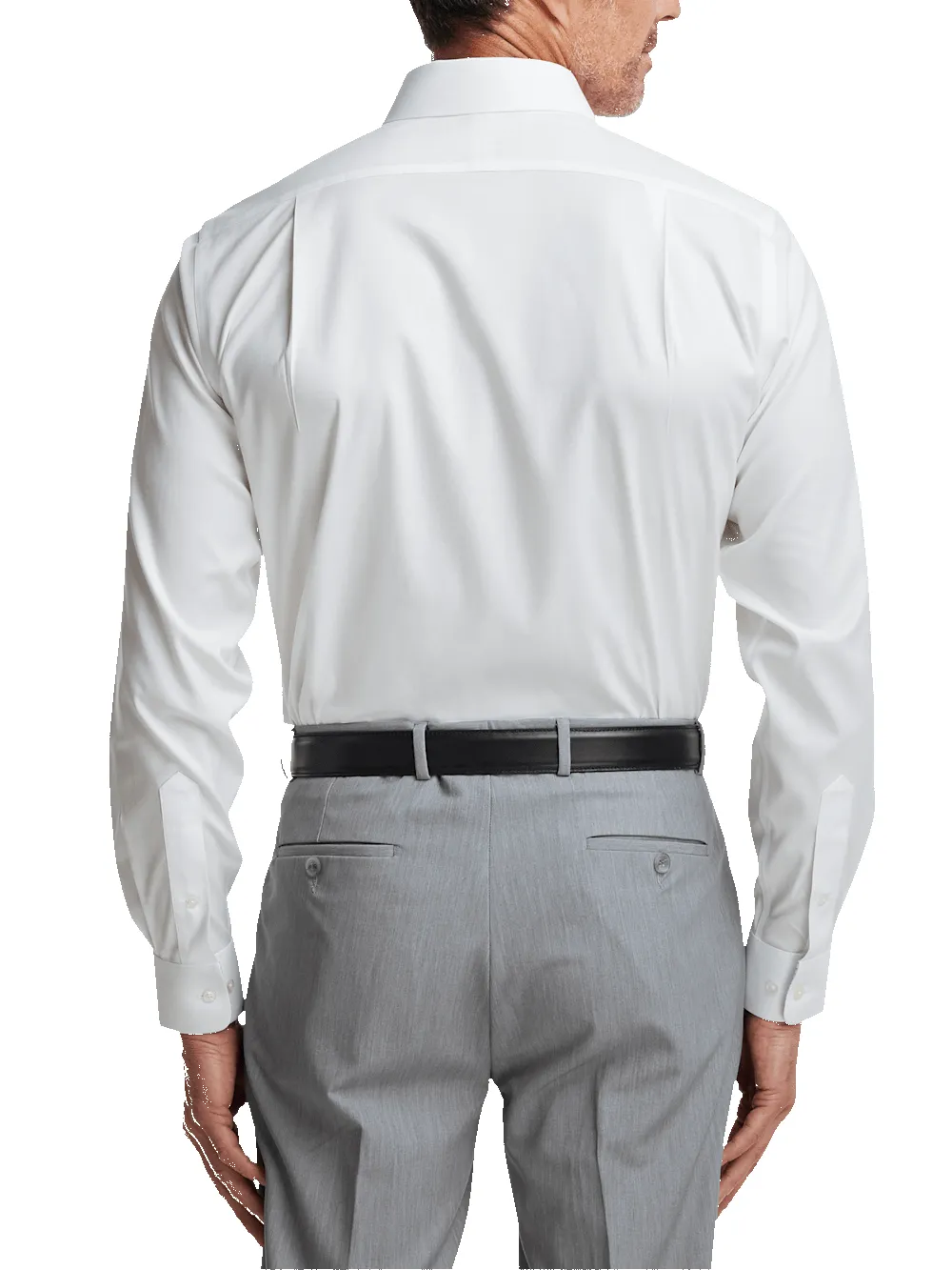 Comfort Stretch Non-Iron Solid Dress Shirt With Contrast Trim - White sold by Paul Fredrick product image thumbnail 5