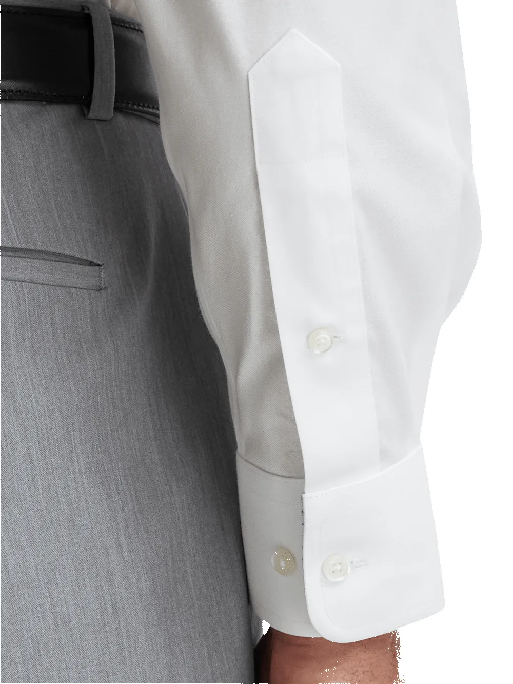 Comfort Stretch Non-Iron Solid Dress Shirt With Contrast Trim - White sold by Paul Fredrick product image thumbnail 4