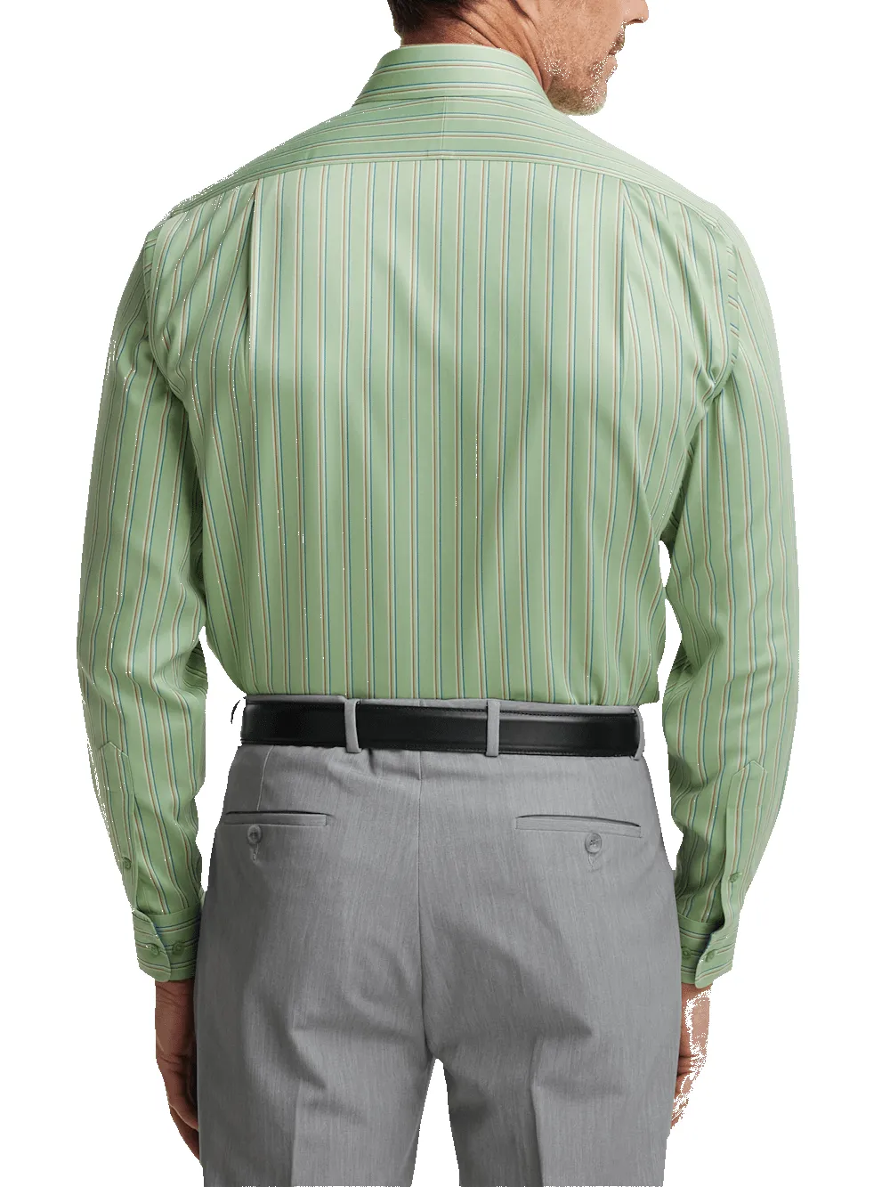 Comfort Stretch Non-Iron Stripe Dress Shirt With Contrast Trim - Mint Green sold by Paul Fredrick product image thumbnail 5
