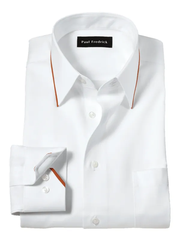 Comfort Stretch Non-Iron Solid Dress Shirt With Contrast Trim - White sold by Paul Fredrick
