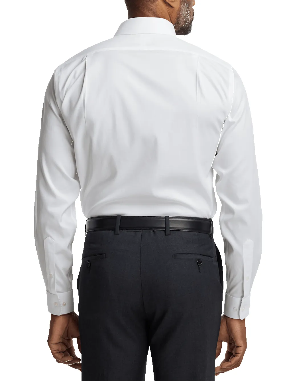 Comfort Stretch Non-Iron Solid Dress Shirt With Contrast Trim - White sold by Paul Fredrick product image thumbnail 5