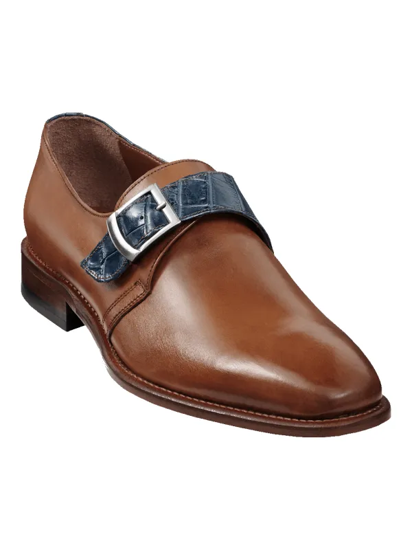Jefferson Monk Strap - Chestnut/navy sold by Paul Fredrick
