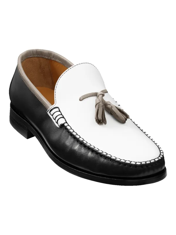 Branson Tassel Loafer - Black/white sold by Paul Fredrick