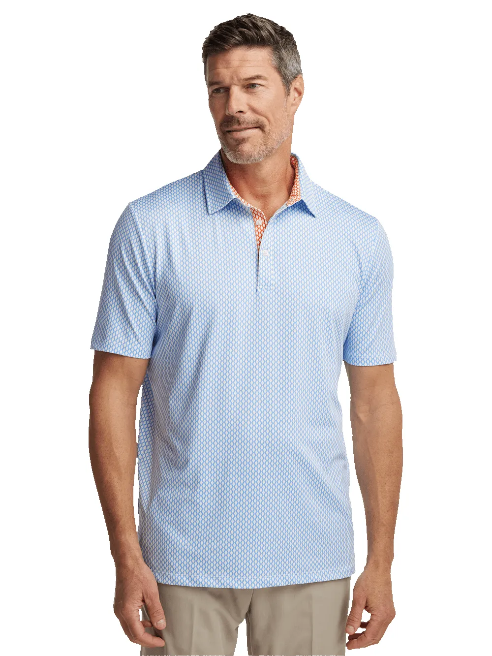 Performance Blend Three Button Polo - Blue sold by Paul Fredrick product image thumbnail 2