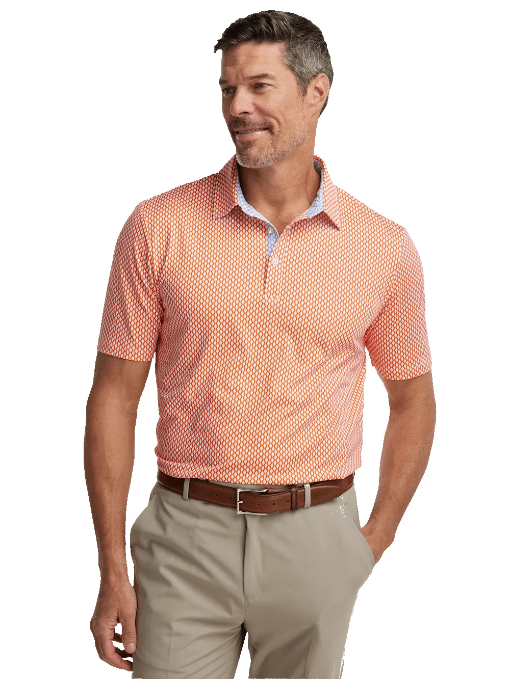 Performance Blend Three Button Polo - Orange sold by Paul Fredrick product image thumbnail 5
