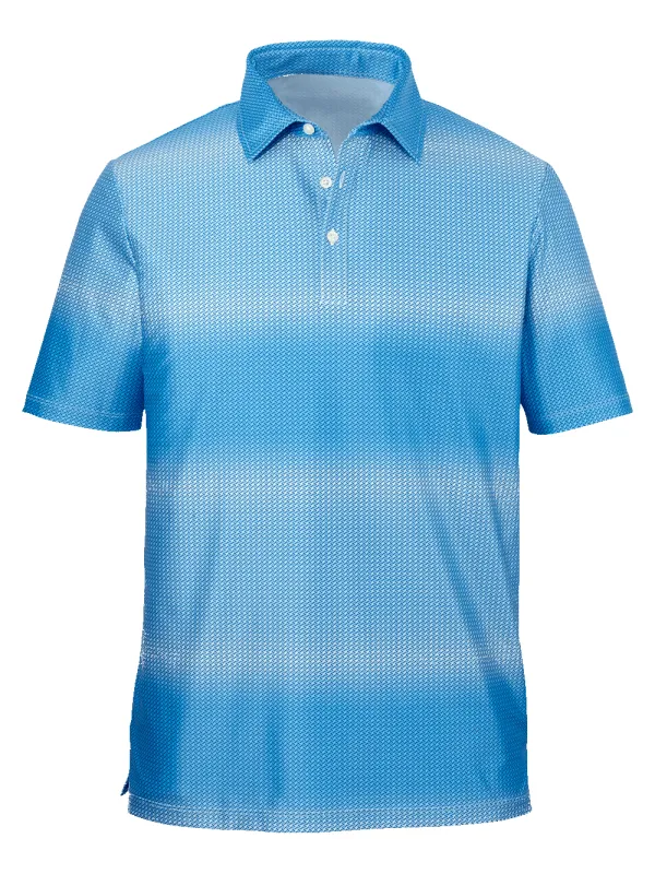 Performance Blend Three Button Polo - Blue sold by Paul Fredrick