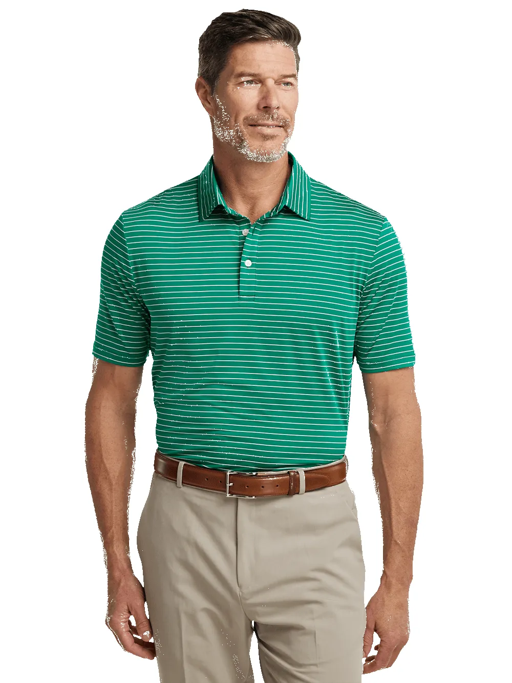 Performance Blend Three Button Polo - Green sold by Paul Fredrick product image thumbnail 5