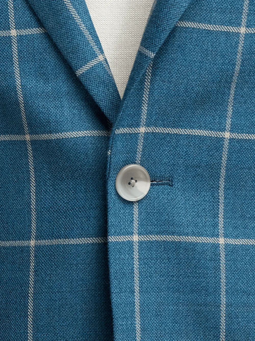 Wool Windowpane Single Breasted Peak Lapel Sport Coat - Teal sold by Paul Fredrick product image thumbnail 5