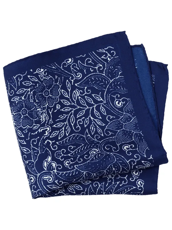 Floral Silk Pocket Square - Blue sold by Paul Fredrick