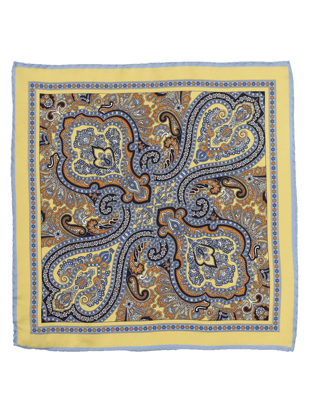 Paisley Silk Pocket Square - Yellow/blue sold by Paul Fredrick product image thumbnail 2