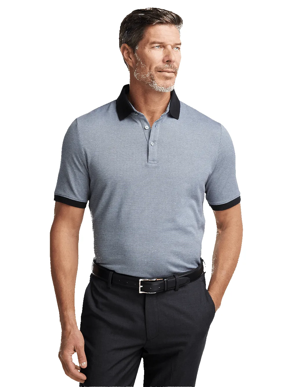 Cotton Three Button Polo - Blue Multi sold by Paul Fredrick product image thumbnail 5