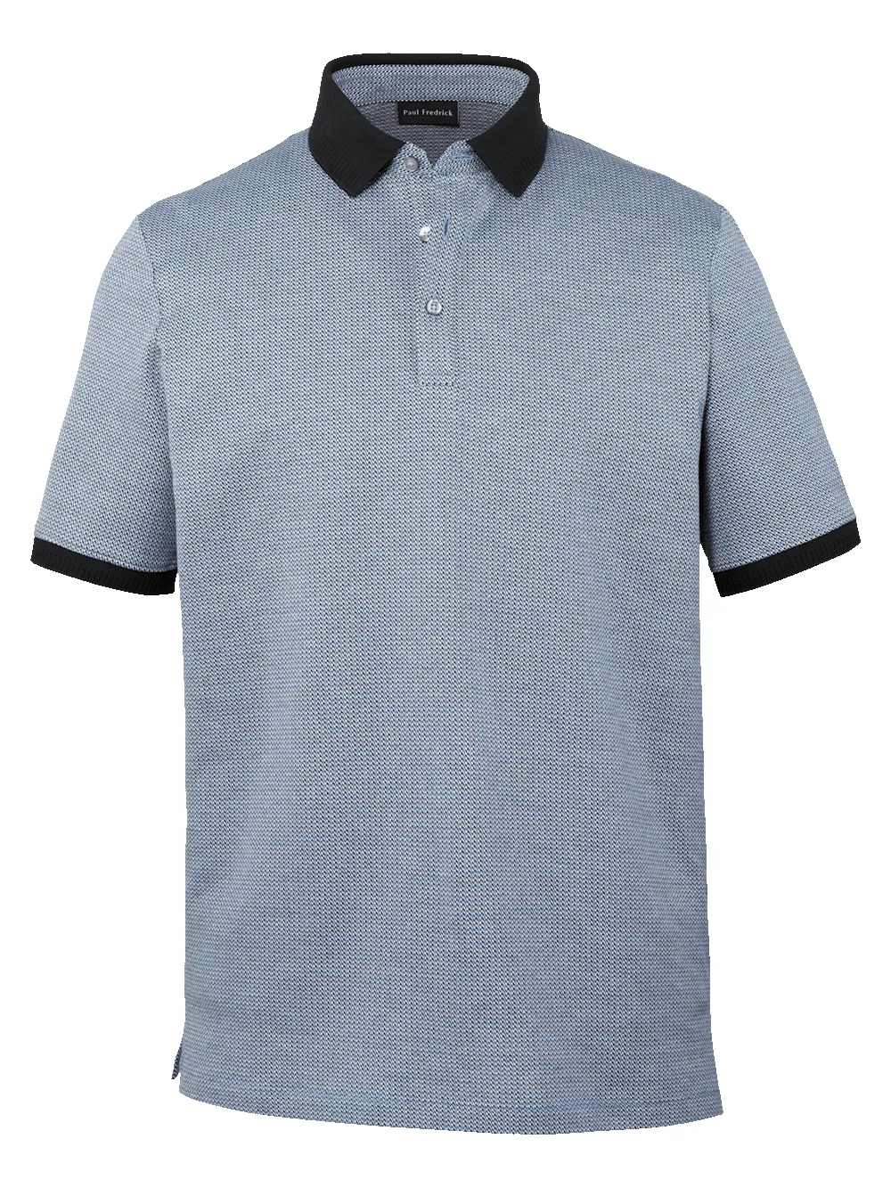 Cotton Three Button Polo - Blue Multi sold by Paul Fredrick