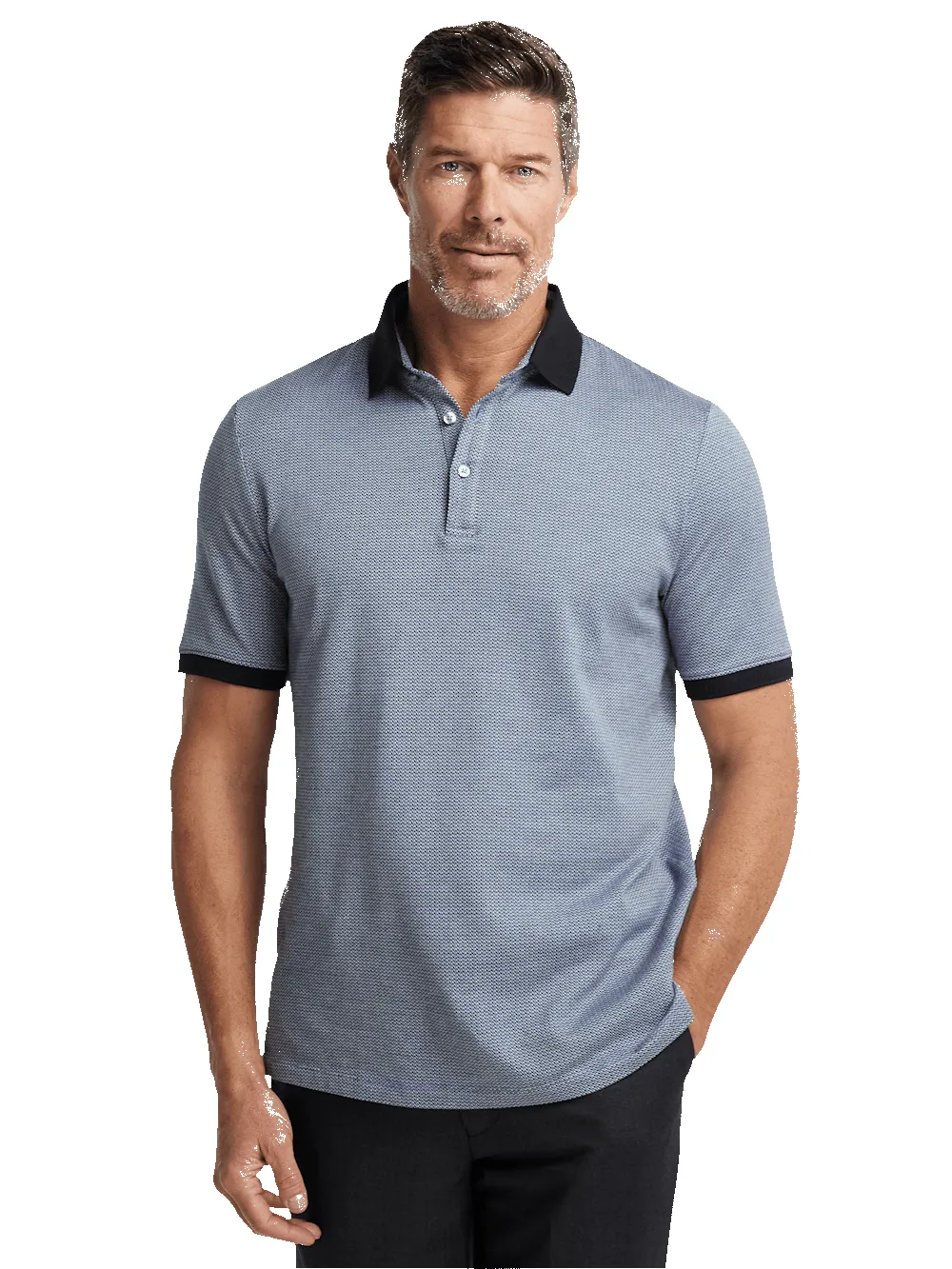 Cotton Three Button Polo - Blue Multi sold by Paul Fredrick product image thumbnail 2