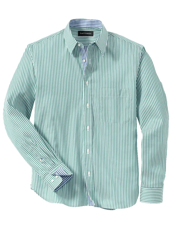 Cotton Stripe Casual Shirt - Green/blue sold by Paul Fredrick