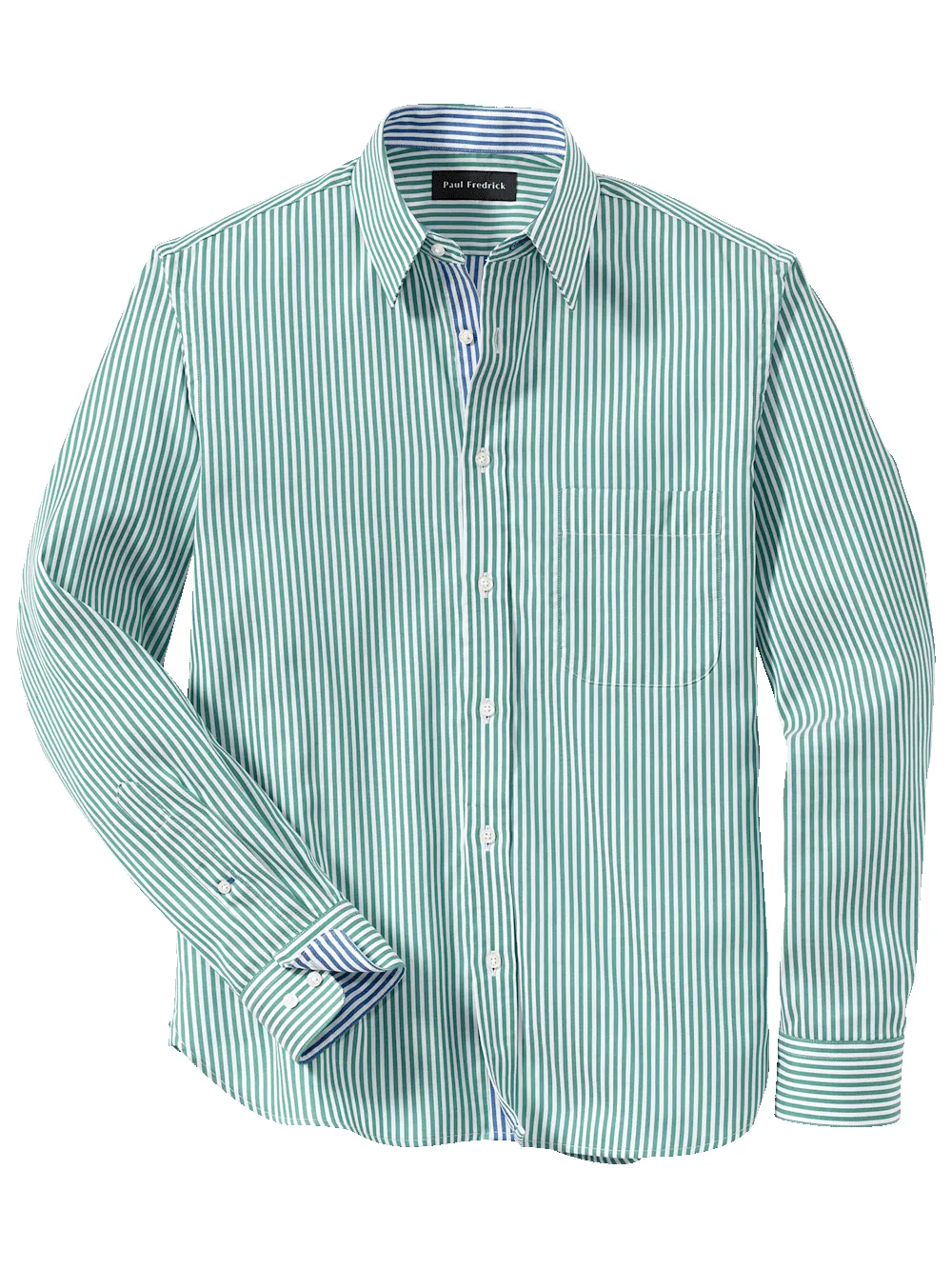 Cotton Stripe Casual Shirt - Green/blue sold by Paul Fredrick
