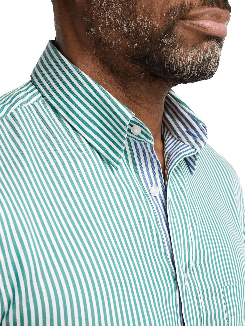 Cotton Stripe Casual Shirt - Green/blue sold by Paul Fredrick product image thumbnail 4