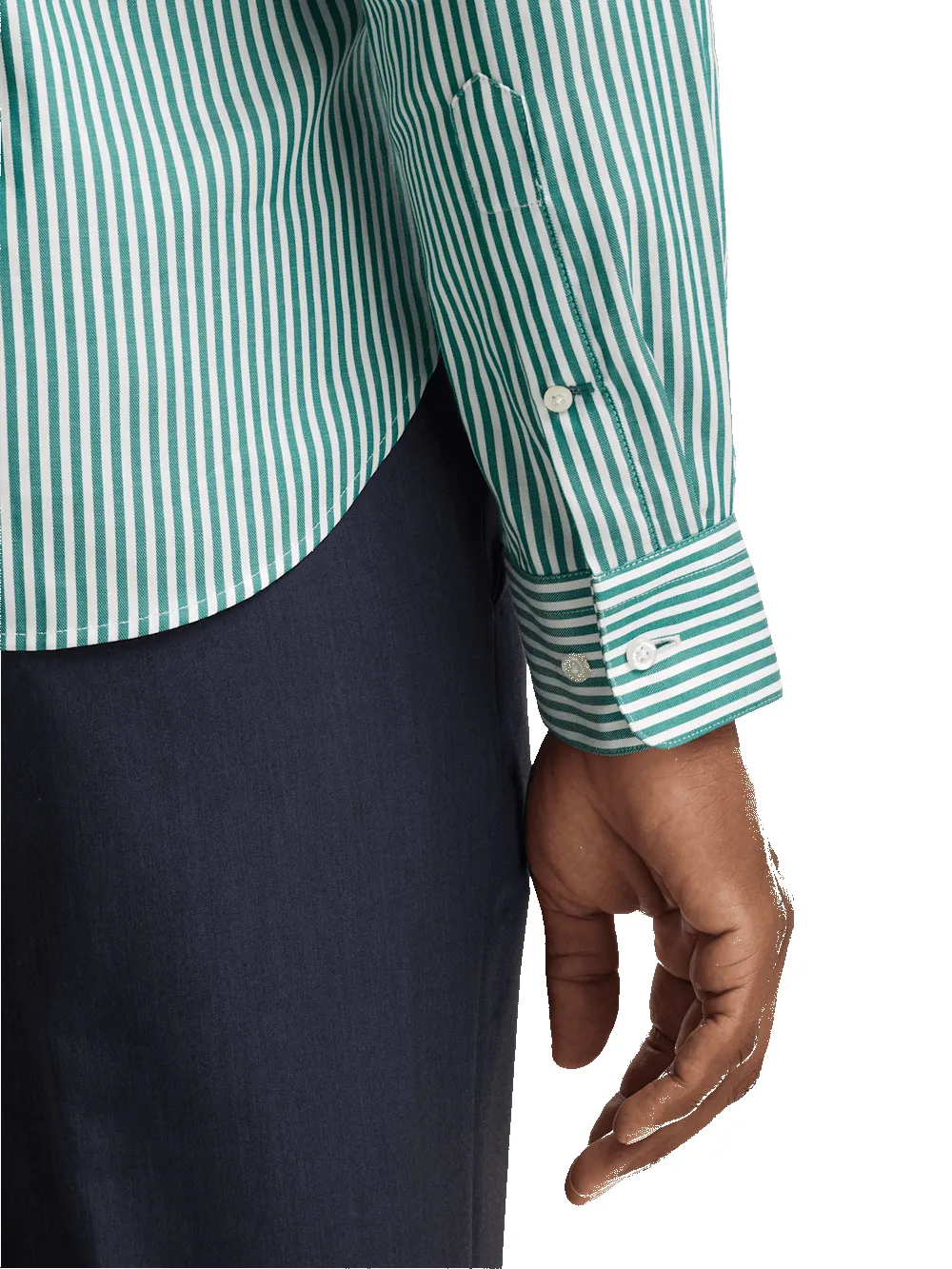 Cotton Stripe Casual Shirt - Green/blue sold by Paul Fredrick product image thumbnail 5