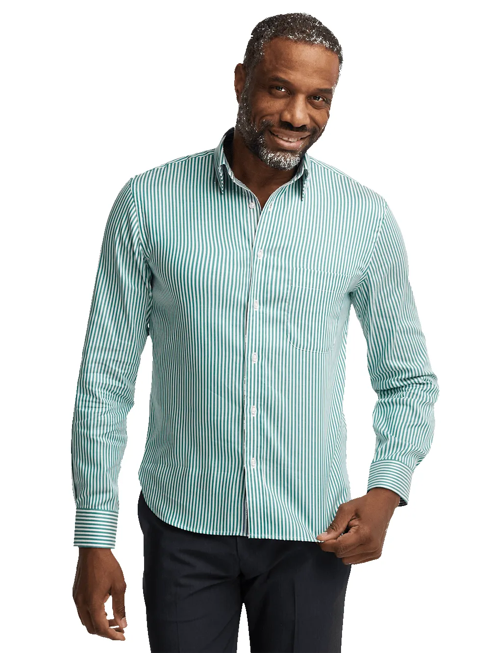 Cotton Stripe Casual Shirt - Green/blue sold by Paul Fredrick product image thumbnail 2