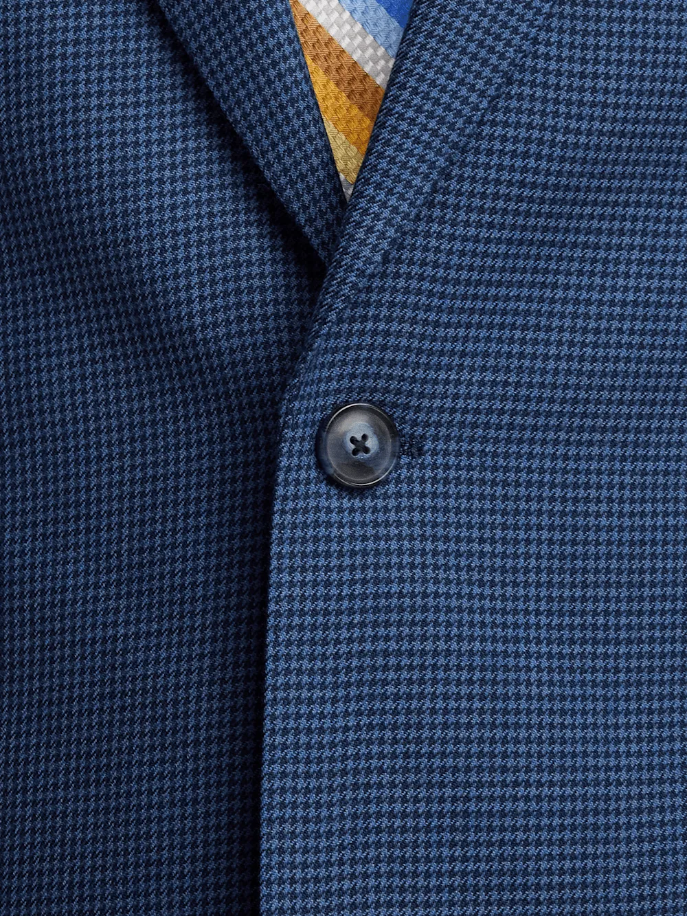 Wool Houndstooth Single Breasted Peak Lapel Suit Jacket - Blue sold by Paul Fredrick product image thumbnail 5