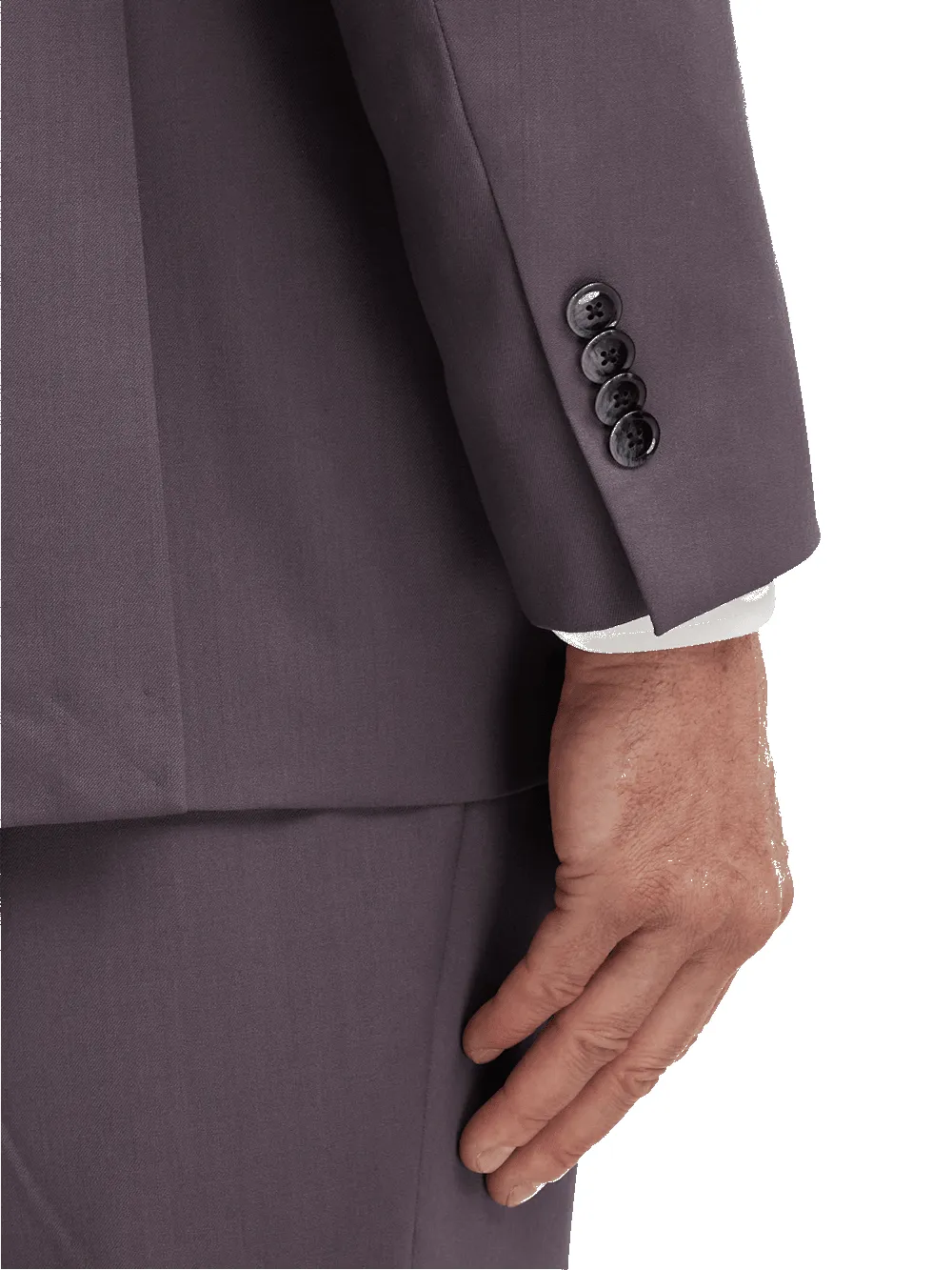 Wool Stretch Single Breasted Peak Lapel Suit Jacket - Slate Purple sold by Paul Fredrick product image thumbnail 3