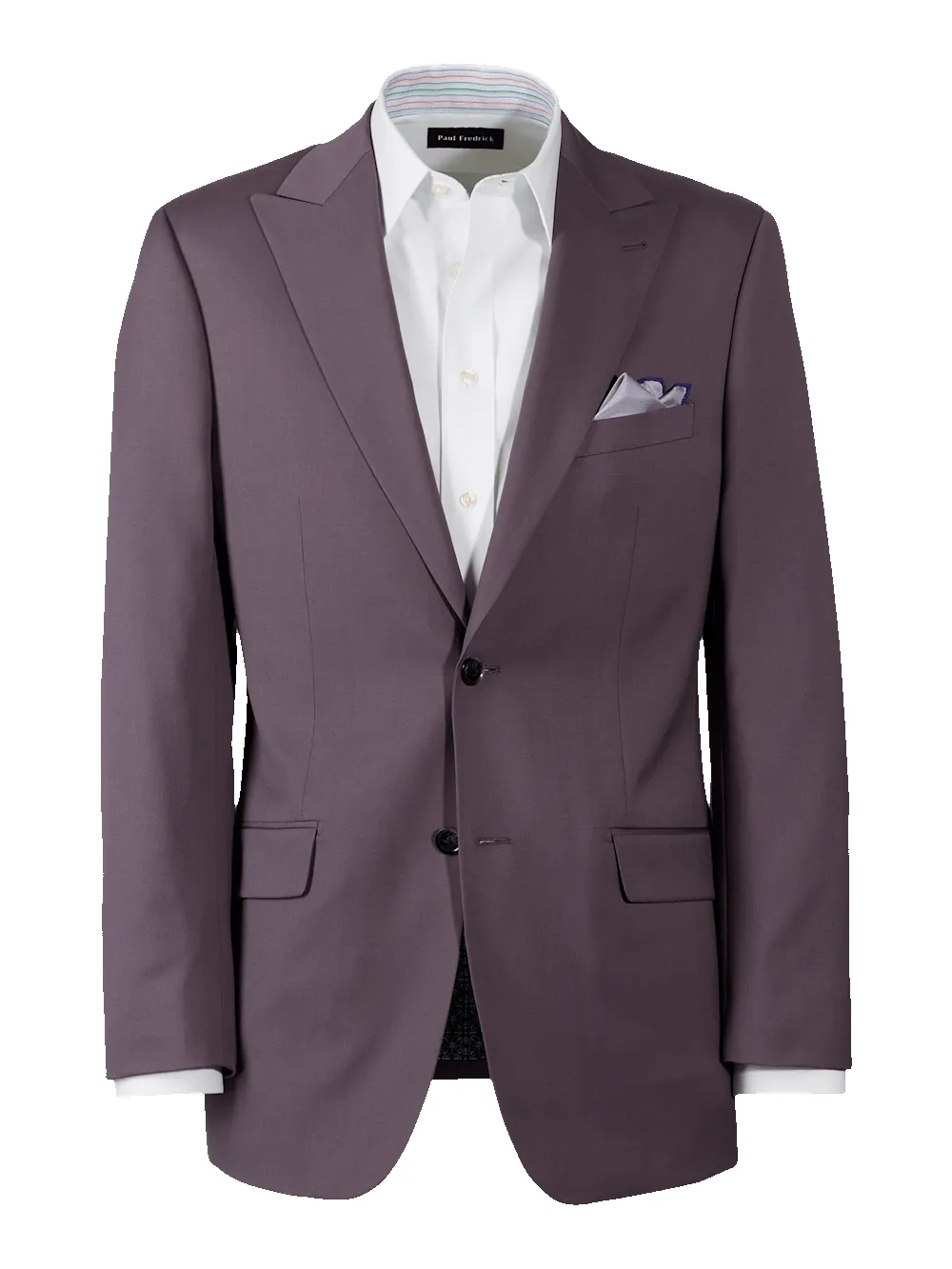 Wool Stretch Single Breasted Peak Lapel Suit Jacket - Slate Purple sold by Paul Fredrick