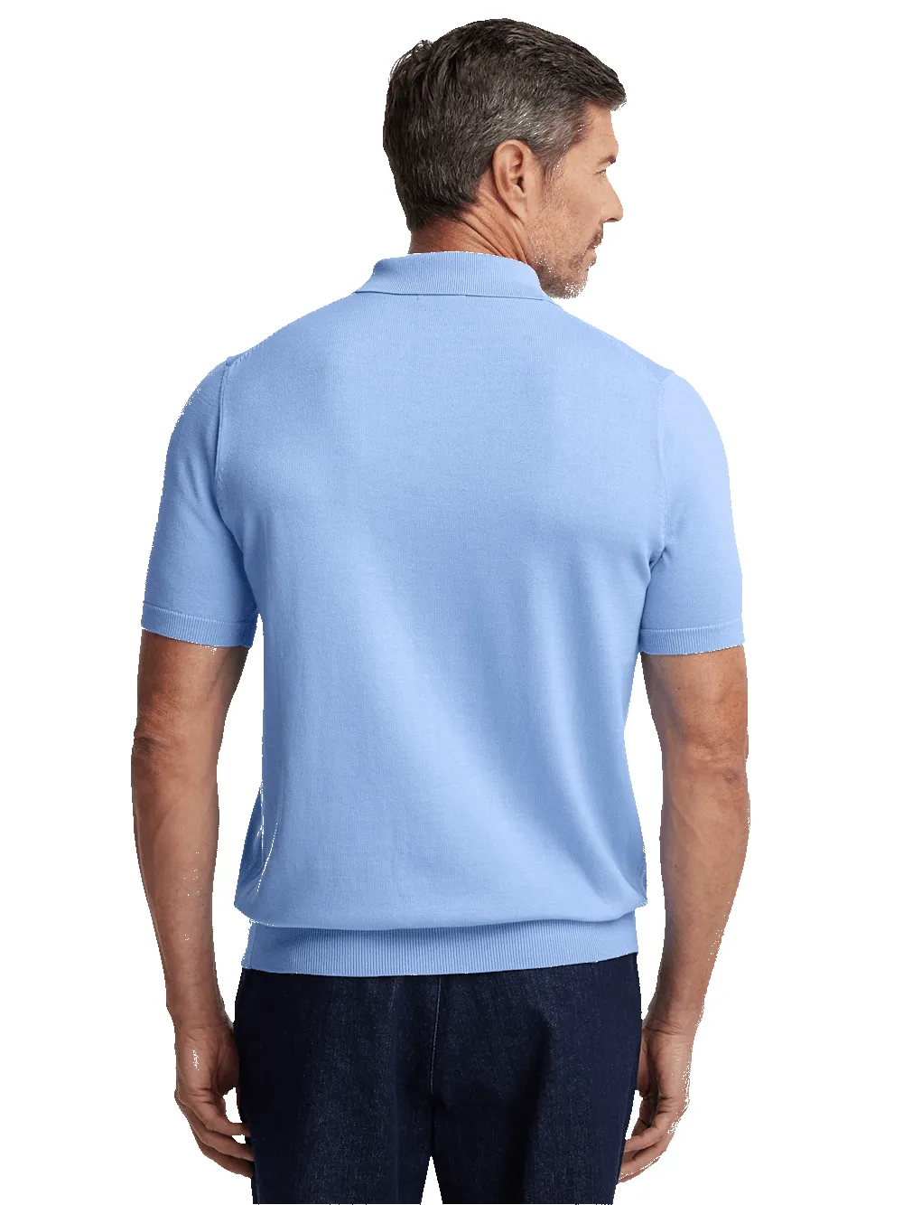 Supima Cotton Three Button Polo - Blue sold by Paul Fredrick product image thumbnail 5