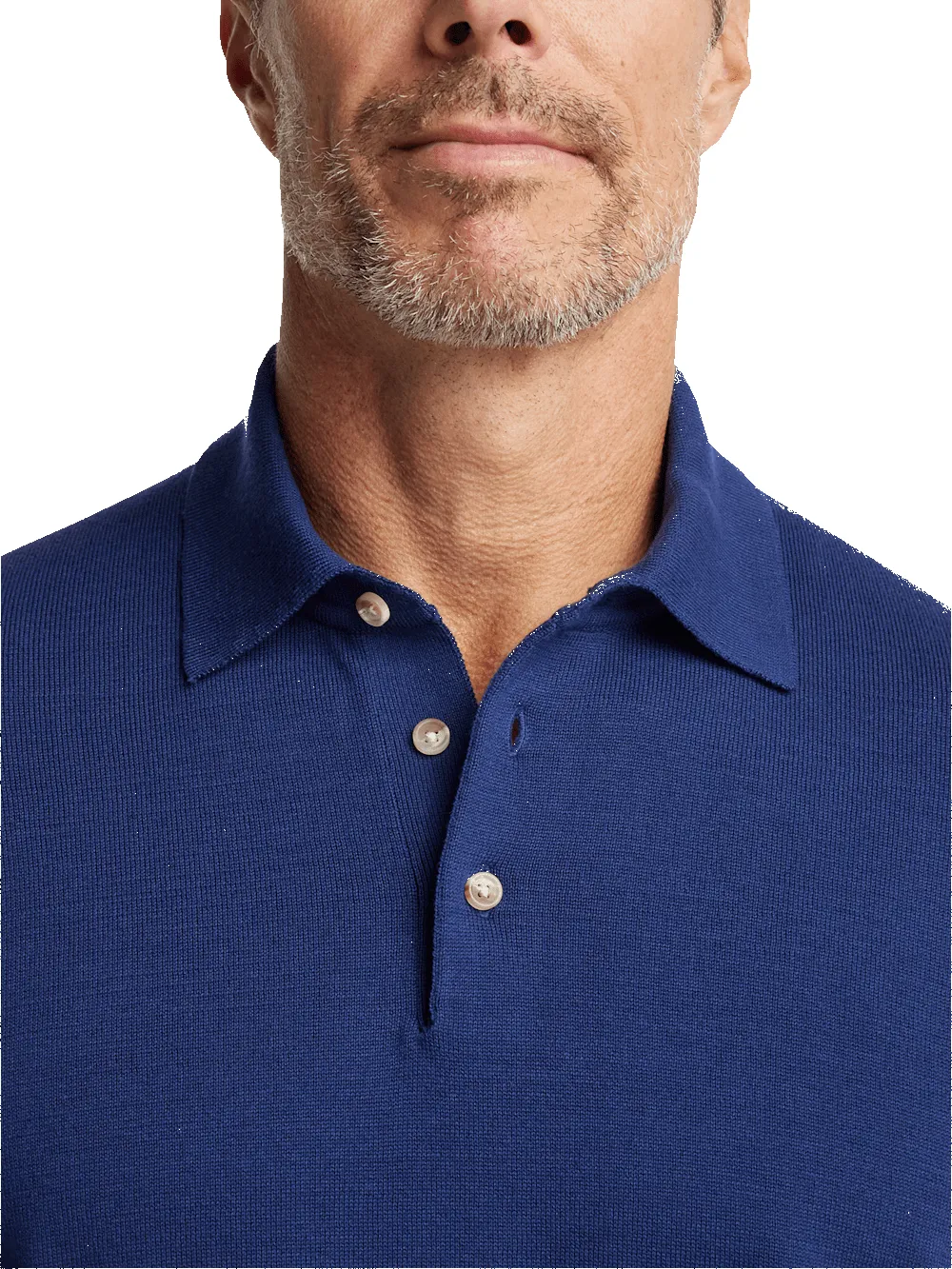 Supima Cotton Three Button Polo - Navy sold by Paul Fredrick product image thumbnail 3