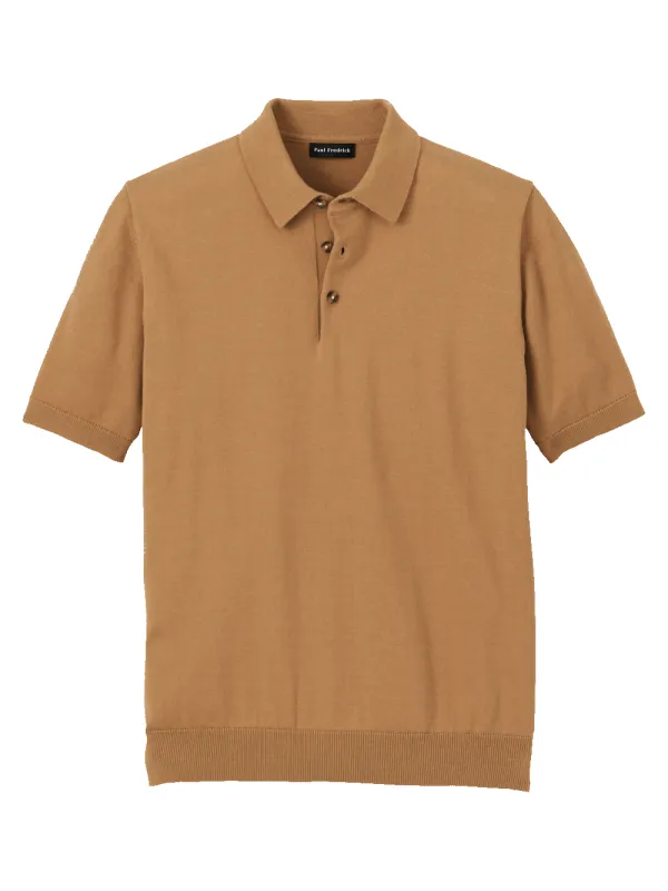 Supima Cotton Three Button Polo - Light Brown sold by Paul Fredrick