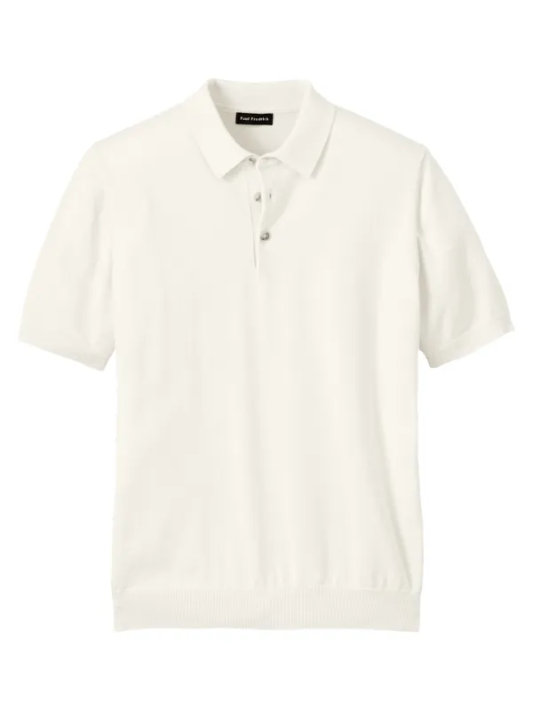 Supima Cotton Three Button Polo - Off White sold by Paul Fredrick