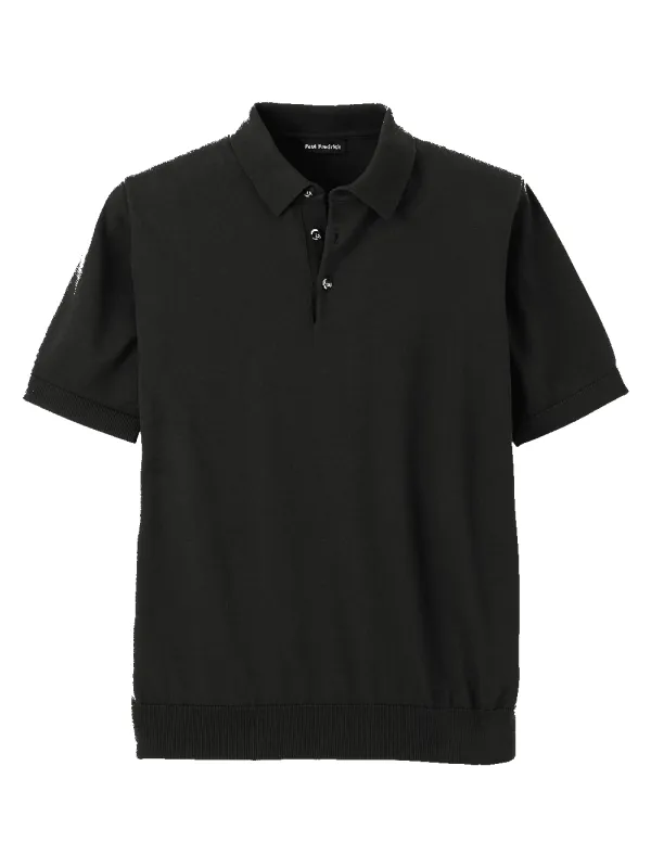 Supima Cotton Three Button Polo - Black sold by Paul Fredrick