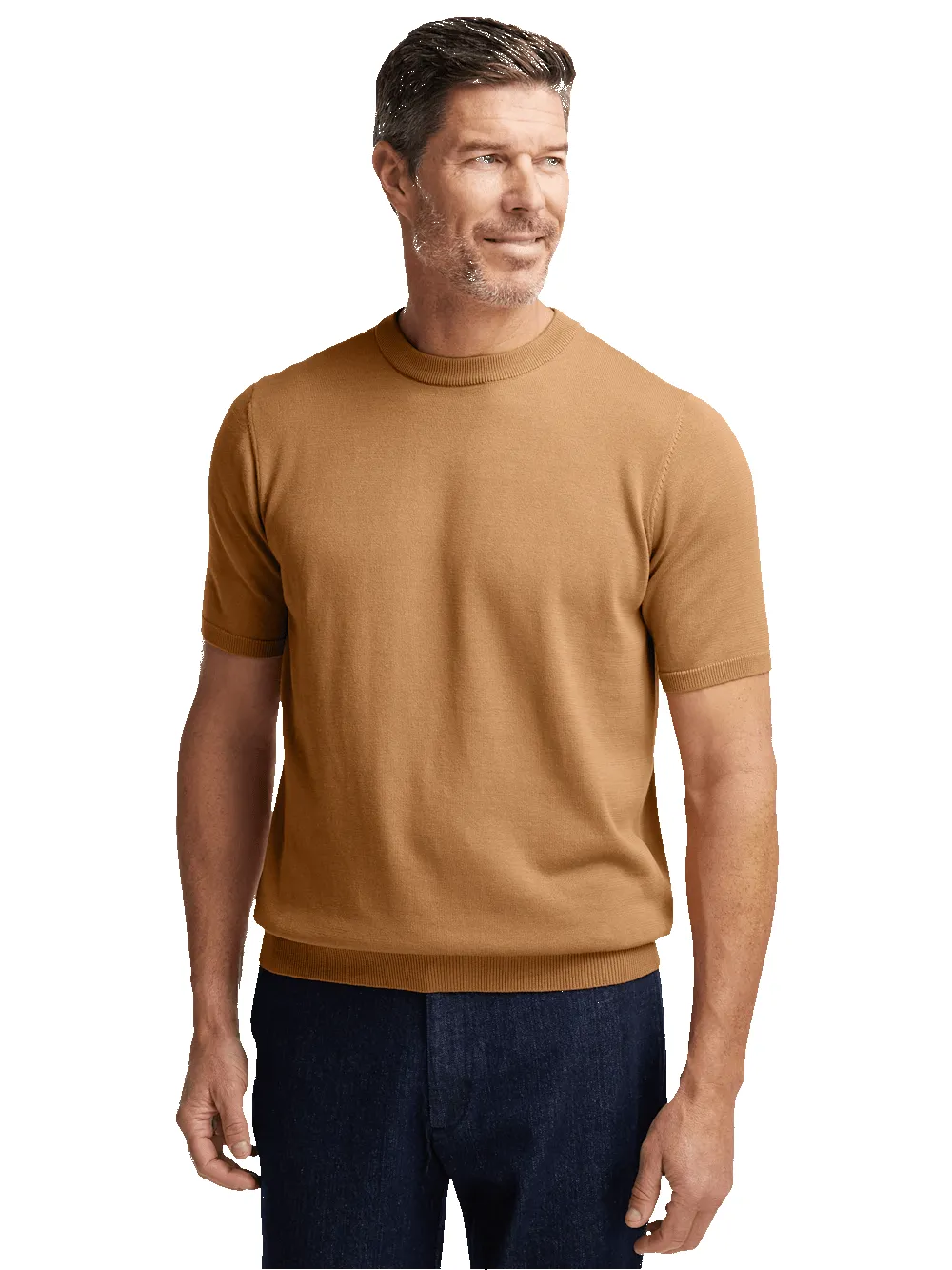 Supima Cotton Crew Neck Sweater - Light Brown sold by Paul Fredrick product image thumbnail 2