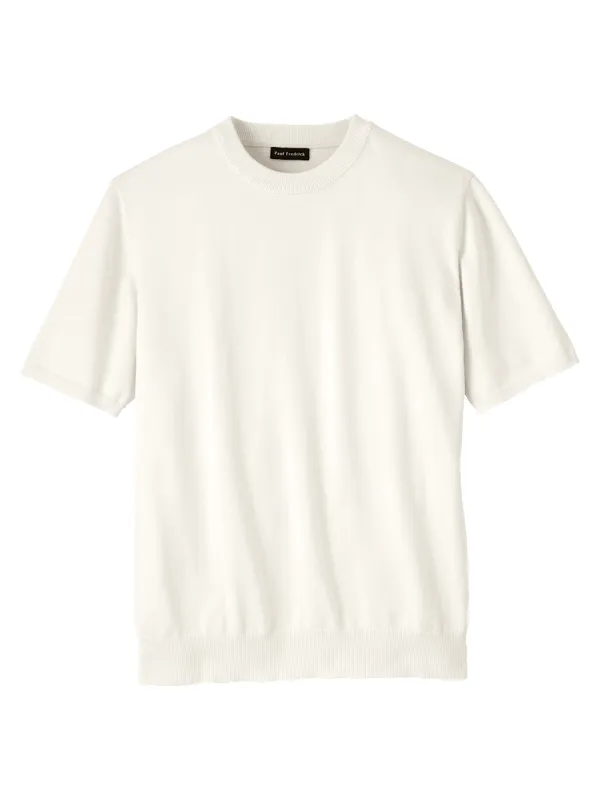 Supima Cotton Crew Neck Sweater - Off White sold by Paul Fredrick