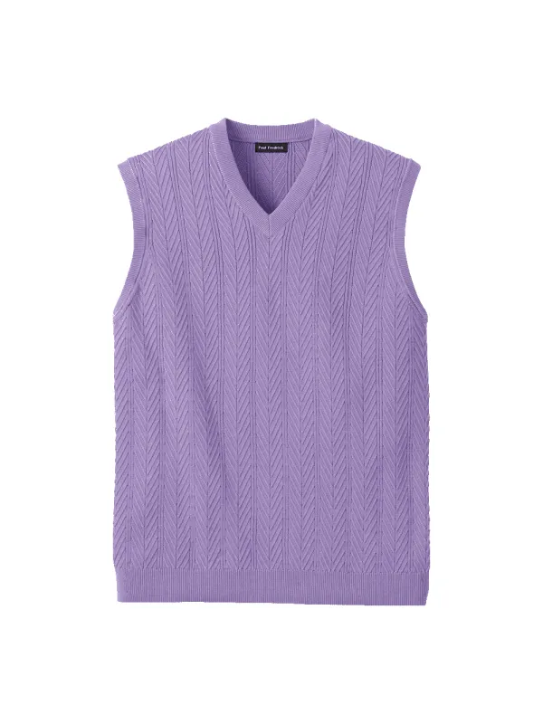 Cotton V-neck Vest - Purple sold by Paul Fredrick