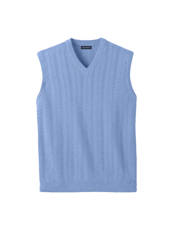 Cotton V-neck Vest - Blue sold by Paul Fredrick