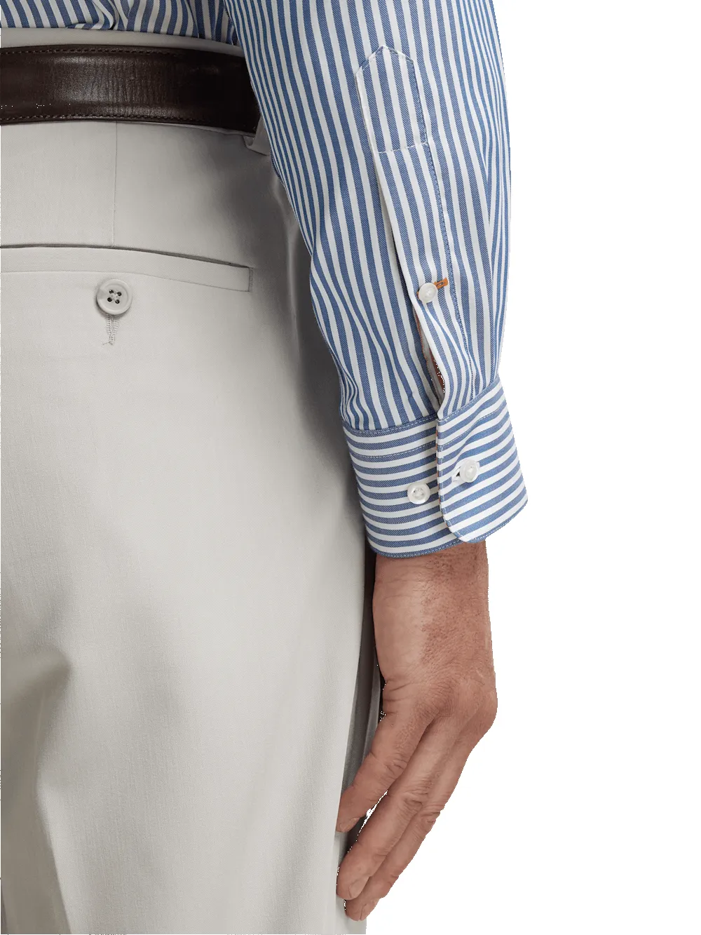 Cotton Stripe Casual Shirt - Blue/orange sold by Paul Fredrick product image thumbnail 5