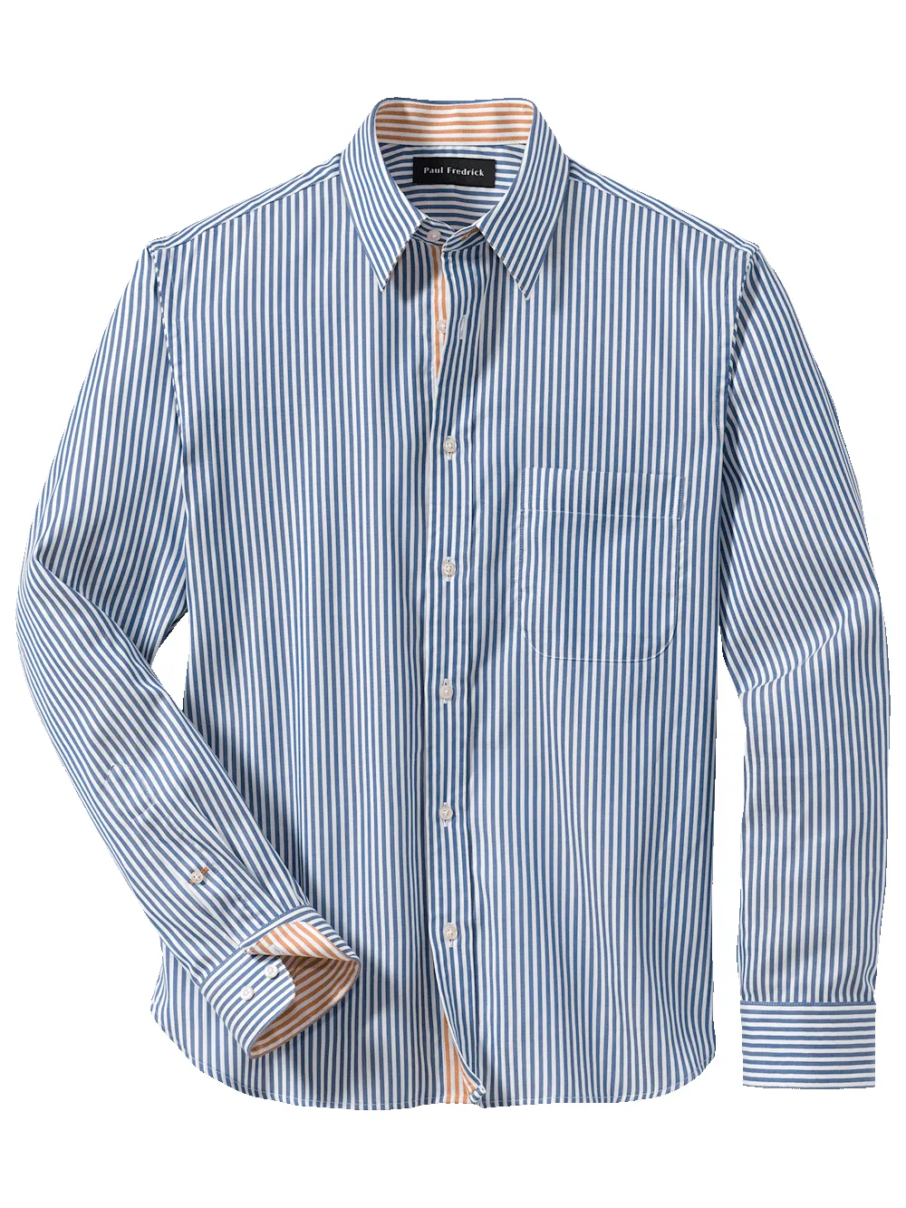 Cotton Stripe Casual Shirt - Blue/orange sold by Paul Fredrick